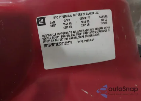 2002 Chevrolet Monte Carlo Ls из США, поврежденный, VIN 2G1WW12E529132678